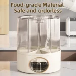 Home and Kitchen Clear Organization Plastic 6-Grid Dry Food Storage Containers 360° Rotating Rice Barrel Cereal Grain Dispensers - Image 4